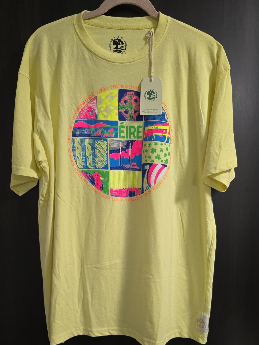 EIRE Graphic Short-Sleeve T-Shirt in Yellow, Size XL, NWT